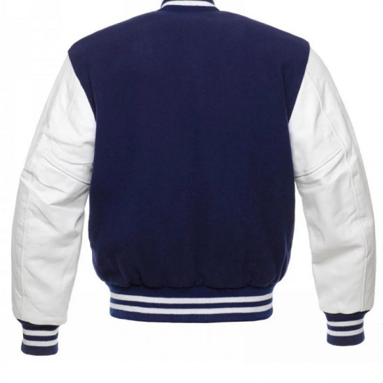 Men's College Varsity Blue With White Jacket Men's College Varsity Blue With White Jacket