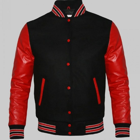 Men's College Varsity Red and Black Jacket Men's College Varsity Red and Black Jacket