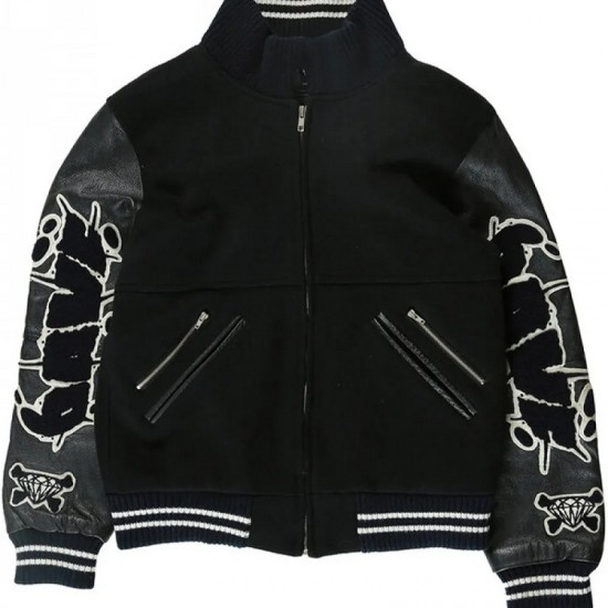 Men's DAVF Undercover Varsity Black Jacket Men's DAVF Undercover Varsity Black Jacket
