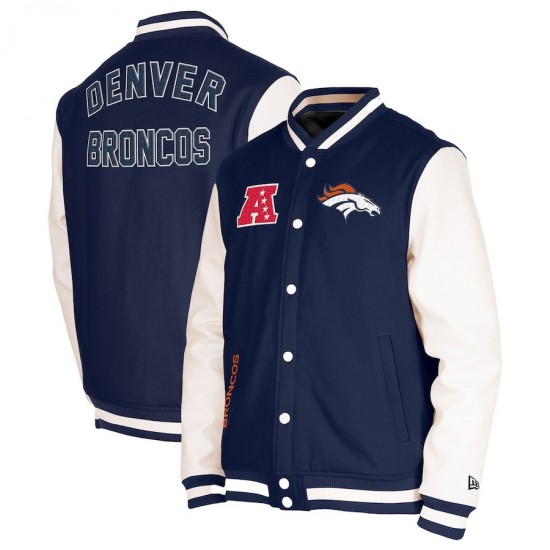 Men's Denver Broncos New Era Varsity Full-Snap Jacket Men's Denver Broncos New Era Varsity Full-Snap Jacket