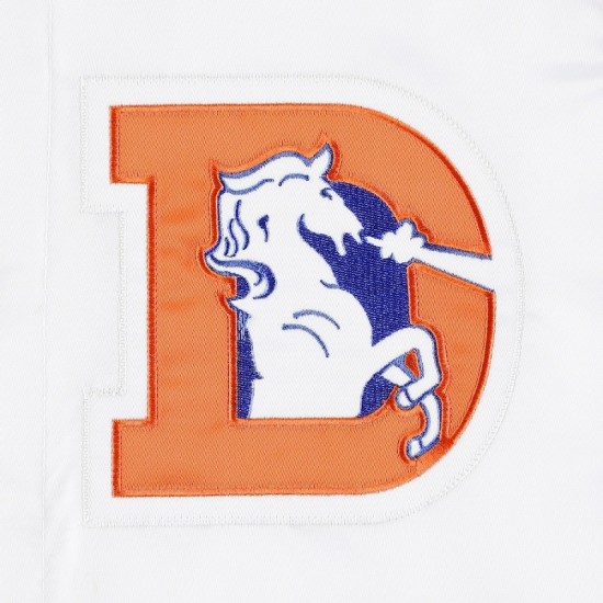 Men's Denver Broncos Starter White Throwback Satin Varsity Jacket Men's Denver Broncos Starter White Throwback Satin Varsity Jacket