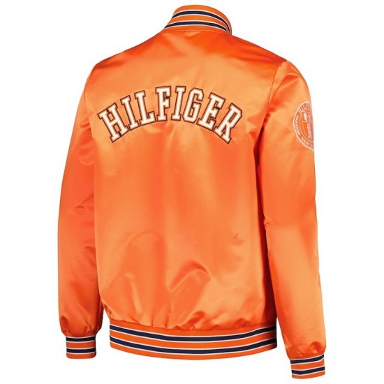 Men's Denver Broncos Tommy Hilfiger Orange Elliot Satin Varsity Jacket Men's Denver Broncos Tommy Hilfiger Orange Elliot Satin Varsity Jacket