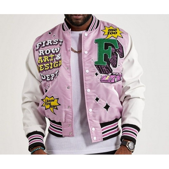 Men's Embroidered Art and Design Dept. Light Purple Varsity Jacket Men's Embroidered Art and Design Dept. Light Purple Varsity Jacket