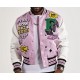 Men's Embroidered Art and Design Dept. Light Purple Varsity Jacket Men's Embroidered Art and Design Dept. Light Purple Varsity Jacket