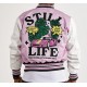 Men's Embroidered Art and Design Dept. Light Purple Varsity Jacket Men's Embroidered Art and Design Dept. Light Purple Varsity Jacket