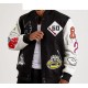 Men's Embroidered Monopoly Patches Black Varsity Jacket Men's Embroidered Monopoly Patches Black Varsity Jacket