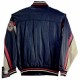 Men's FUBU Bomber Blue Leather Jacket Men's FUBU Bomber Blue Leather Jacket