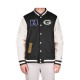 Men's Green Bay Packers New Era Black Third Down Varsity Full-Snap Jacket Men's Green Bay Packers New Era Black Third Down Varsity Full-Snap Jacket