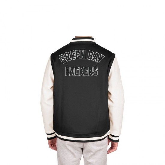 Men's Green Bay Packers New Era Black Third Down Varsity Full-Snap Jacket Men's Green Bay Packers New Era Black Third Down Varsity Full-Snap Jacket