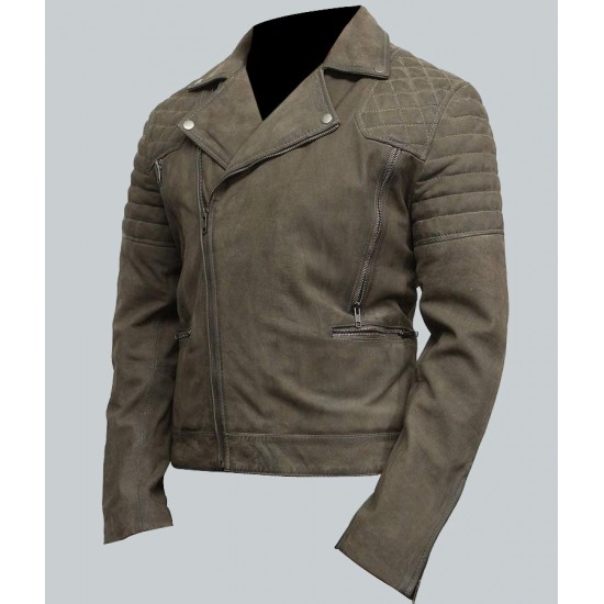 Men's Grey Suede Leather Motorcycle Jacket Men's Grey Suede Leather Motorcycle Jacket