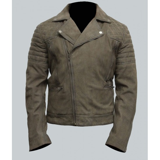Men's Grey Suede Leather Motorcycle Jacket Men's Grey Suede Leather Motorcycle Jacket