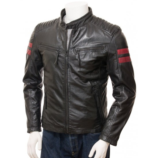 Men's Iconic Cafe Racer Sporty Leather Biker Jacket Men's Iconic Cafe Racer Sporty Leather Biker Jacket