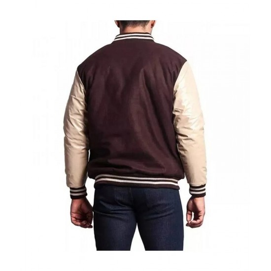 Men's Letterman Baseball Brown Varsity Jacket Men's Letterman Baseball Brown Varsity Jacket