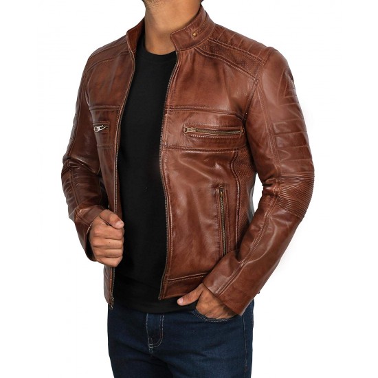 Men's Light Brown Genuine Lambskin Motorcycle Leather Jacket Men's Light Brown Genuine Lambskin Motorcycle Leather Jacket