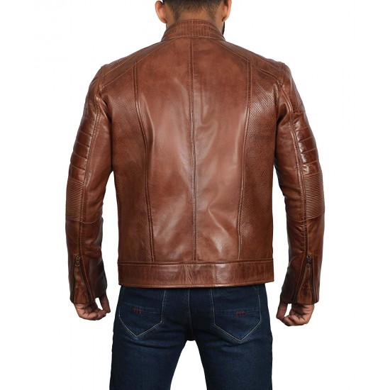 Men's Light Brown Genuine Lambskin Motorcycle Leather Jacket Men's Light Brown Genuine Lambskin Motorcycle Leather Jacket