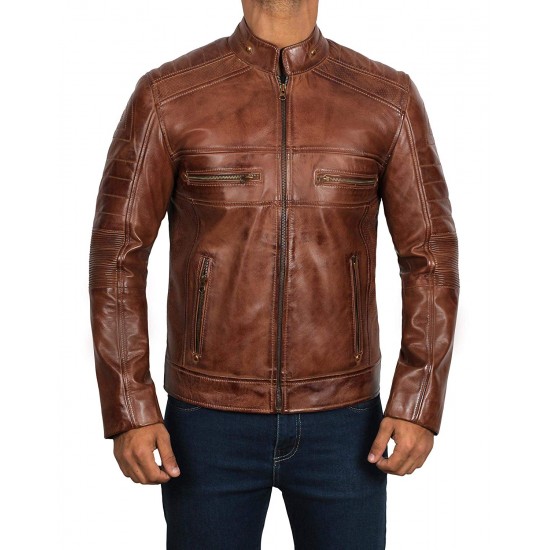 Men's Light Brown Genuine Lambskin Motorcycle Leather Jacket Men's Light Brown Genuine Lambskin Motorcycle Leather Jacket