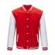 Men's Lightweight Varsity Red Rib Knit Bomber Jacket Men's Lightweight Varsity Red Rib Knit Bomber Jacket