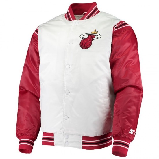 Men's Miami Heat Starter White and Red Jacket Men's Miami Heat Starter White and Red Jacket
