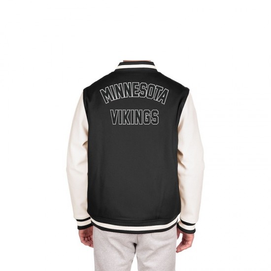 Men's Minnesota Vikings New Era Black Third Down Varsity Full-Snap Jacket Men's Minnesota Vikings New Era Black Third Down Varsity Full-Snap Jacket