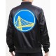 Men's NBA Golden State Warriors Big Logo Satin Black Jacket