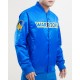 Men's NBA Golden State Warriors Big Logo Satin Blue Jacket Men's NBA Golden State Warriors Big Logo Satin Blue Jacket