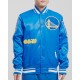 Men's NBA Golden State Warriors Old English Satin Blue Jacket