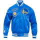 Men's NBA Golden State Warriors Retro Classic Satin Blue Jacket Men's NBA Golden State Warriors Retro Classic Satin Blue Jacket