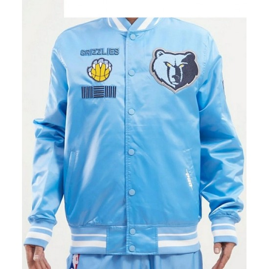 Men's NBA Memphis Grizzlies Retro Classic Rib Satin Jacket Men's NBA Memphis Grizzlies Retro Classic Rib Satin Jacket