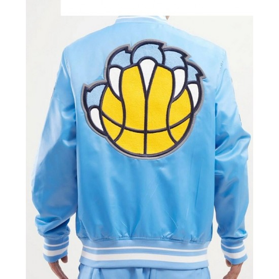 Men's NBA Memphis Grizzlies Retro Classic Rib Satin Jacket Men's NBA Memphis Grizzlies Retro Classic Rib Satin Jacket