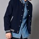 Men's Navy Blue Bomber Prep School Jacket Men's Navy Blue Bomber Prep School Jacket