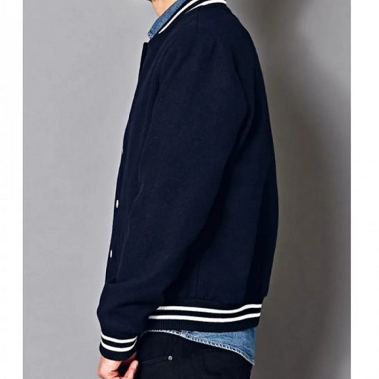Men's Navy Blue Bomber Prep School Jacket Men's Navy Blue Bomber Prep School Jacket