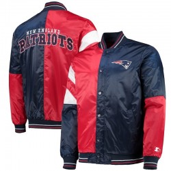 Men's New England Patriots Starter Navy and Red Varsity Jacket