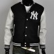 Men's New York Yankee Black And White Varsity Baseball Jacket Men's New York Yankee Black And White Varsity Baseball Jacket