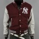Men's New York Yankee Maroon Varsity Baseball Jacket Men's New York Yankee Maroon Varsity Baseball Jacket