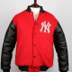 Men's New York Yankee Red With Black Varsity Baseball Jacket Men's New York Yankee Red With Black Varsity Baseball Jacket