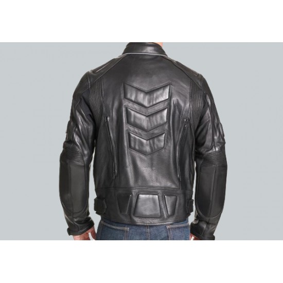 Men's Padded Black Leather Motorcycle Jacket Men's Padded Black Leather Motorcycle Jacket