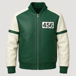 Men's Player 456 Squid Game Green Leather Jacket