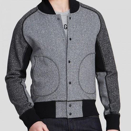 Men's Reigning Champ Bomber Grey and Black Jacket Men's Reigning Champ Bomber Grey and Black Jacket