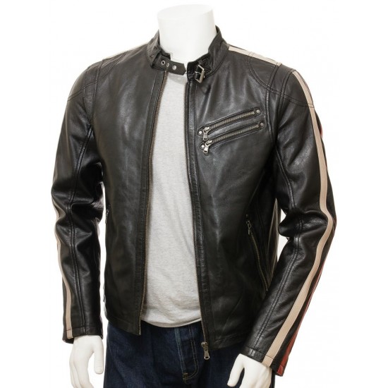 Men's Retro Cafe Racer Style Real Leather Biker Jacket Men's Retro Cafe Racer Style Real Leather Biker Jacket