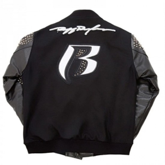 Men's Ruff Ryders Black Letterman Jacket Men's Ruff Ryders Black Letterman Jacket