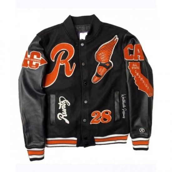 Men's Runtz All County Black Letterman Jacket Men's Runtz All County Black Letterman Jacket