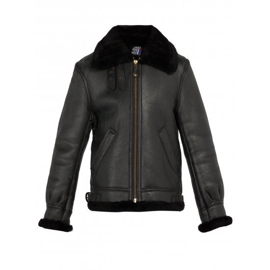 Men's Schot Aviator Faux Shearling Black Leather Jacket Men's Schot Aviator Faux Shearling Black Leather Jacket