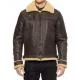 Men's Shearling B3 Brown Leather Aviator Bomber Jacket