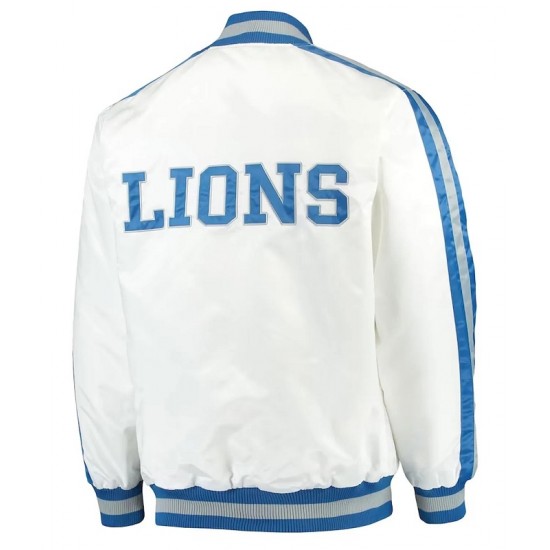 Men's Starter White Detroit Lions Throwback D-Line Varsity Full-Snap Jacket Men's Starter White Detroit Lions Throwback D-Line Varsity Full-Snap Jacket