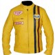 Men's Steve McQueen Le Mans Gulf Racing Yellow Leather Jacket Men's Steve McQueen Le Mans Gulf Racing Yellow Leather Jacket