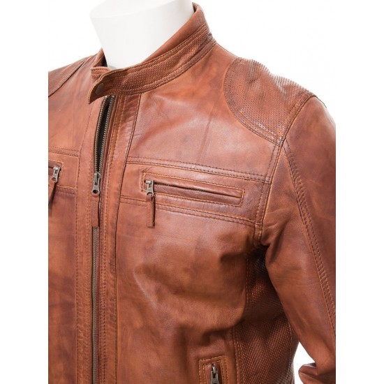 Men's Stunning Four Zipped Pockets Real Leather Biker Jacket Men's Stunning Four Zipped Pockets Real Leather Biker Jacket
