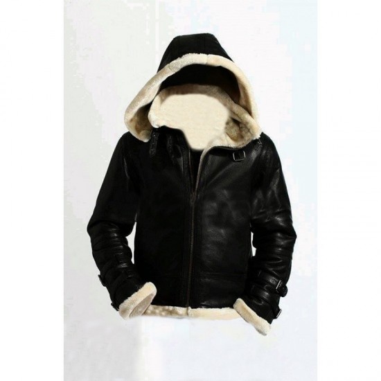 Men's Stylish B3 Bomber Full Fur Removable Hood Cow Leather Jacket Men's Stylish B3 Bomber Full Fur Removable Hood Cow Leather Jacket