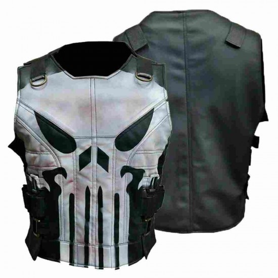 Jon Bernthal S2 The Punisher Vest Motorcycle Leather Vest Jon Bernthal S2 The Punisher Vest Motorcycle Leather Vest