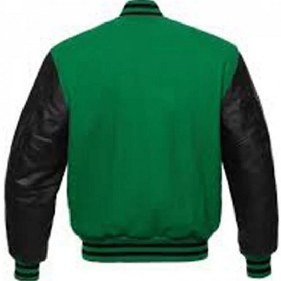 Men's Varsity Black and Green Jacket Men's Varsity Black and Green Jacket