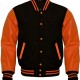Men's Varsity Black and Orange Jacket Men's Varsity Black and Orange Jacket